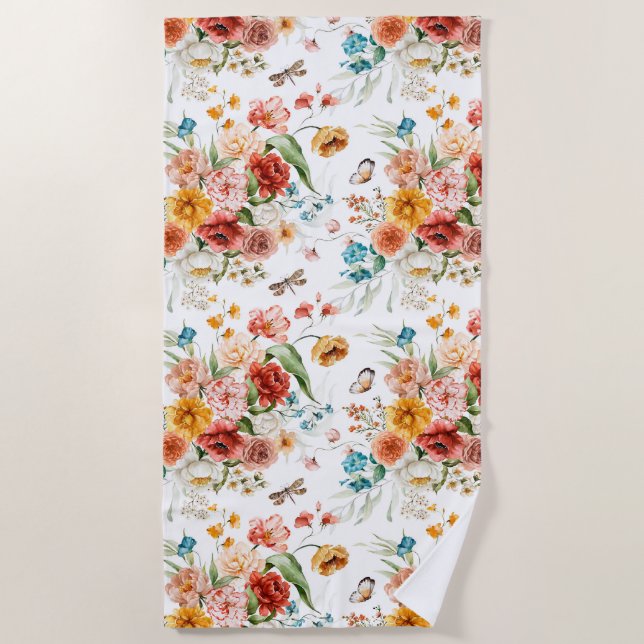 Serviette De Plage Modèle floral du jardin (Devant)