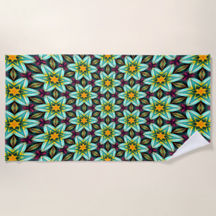 Serviette De Plage Modèle Floral Étoiles Vertes