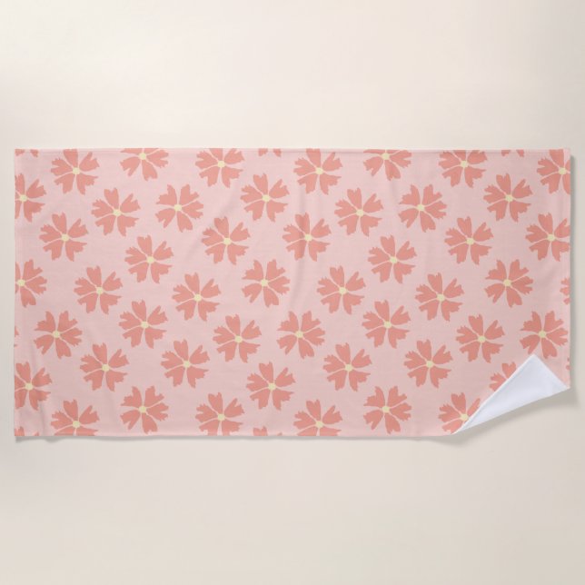 Serviette De Plage Modèle floral rose élégant (Devant)
