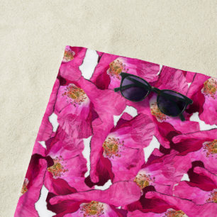 Serviette De Plage Modèle rose de pavots floraux