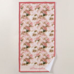 Serviette De Plage Modèle vintage de fleurs rose victorien personnali