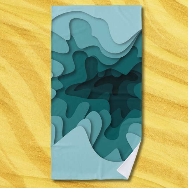Serviette De Plage Modern Blue Lines Été (Créateur téléchargé)