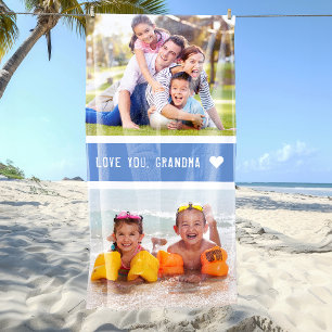 Serviette De Plage Modern Love You Grandma Photos Bleu