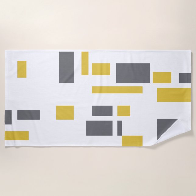 Serviette De Plage Modern, simple, cool geometric yellow gray pattern (Devant)