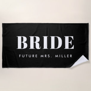 Serviette De Plage Moderne Black Bachelorette Futur Mme Bride
