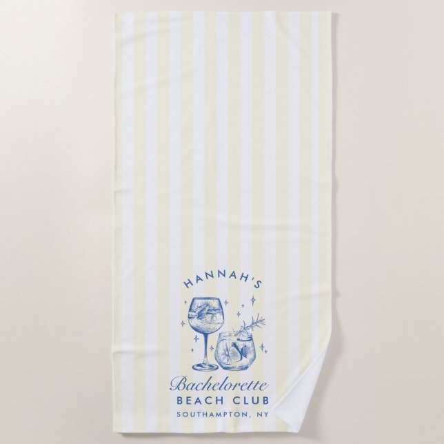 Serviette de plage moderne bleue et jaune pour ent (Devant)