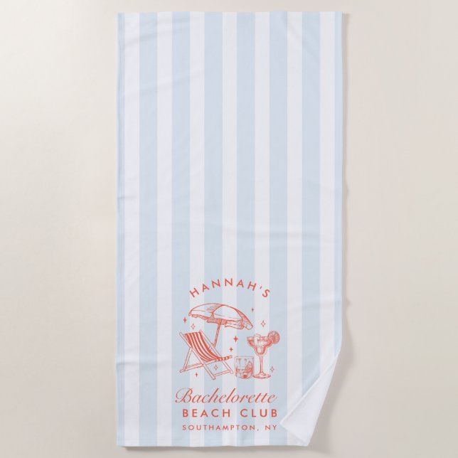 Serviette de plage moderne Blue Bachelorette Party (Devant)