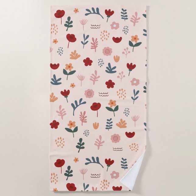 Serviette De Plage Moderne Cute Motif esthétique Fleur (Devant)