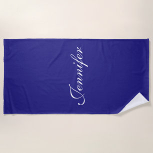 Serviette De Plage Moderne Elégant Cute Unique Deep Blue Calligraphie