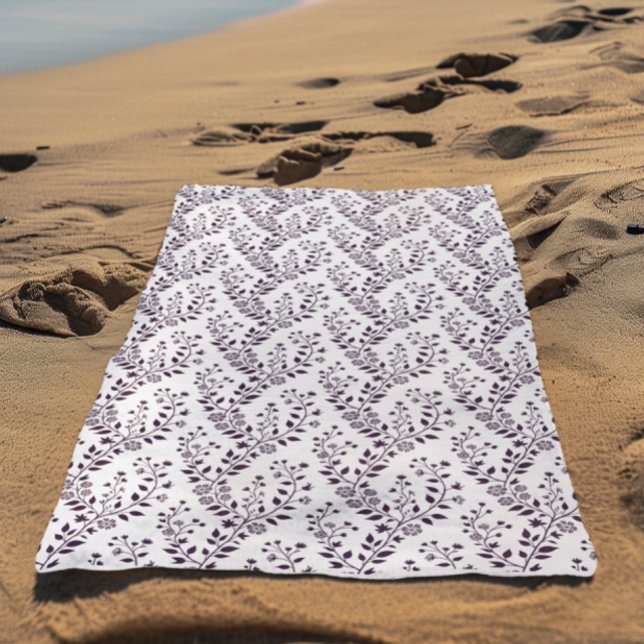 Serviette De Plage Moderne Motif Floral Boho Abricot Blanc (Créateur téléchargé)