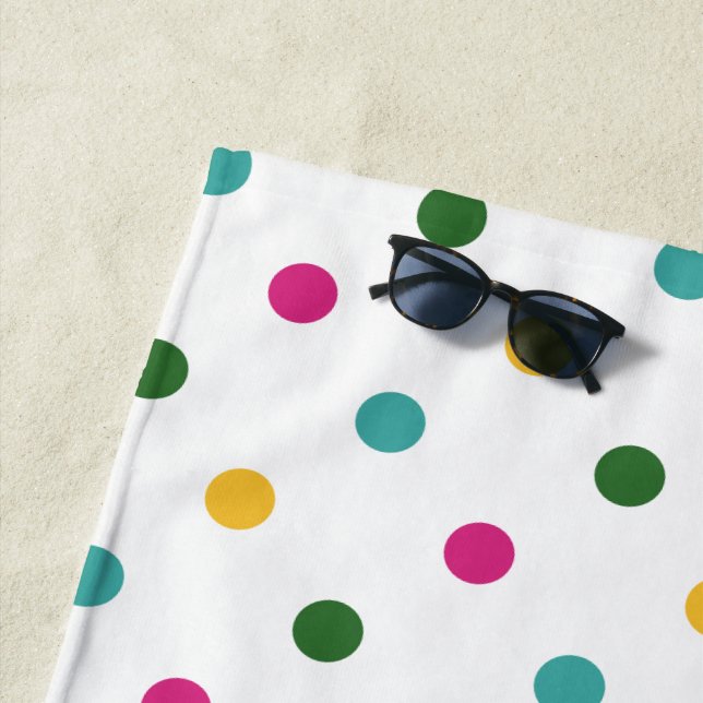 Serviette De Plage Moderne Multicolore À Pois (En situation)