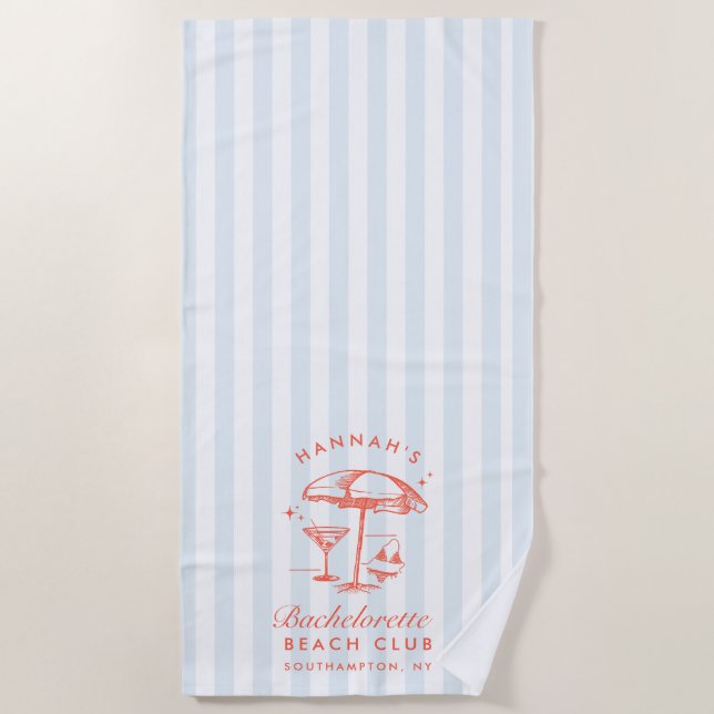 Serviette de plage moderne orange et bleu pour ent (Devant)