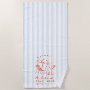 Serviette de plage moderne orange et bleue pour en
