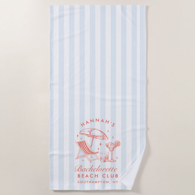 Serviette de plage moderne orange et bleue pour en (Devant)