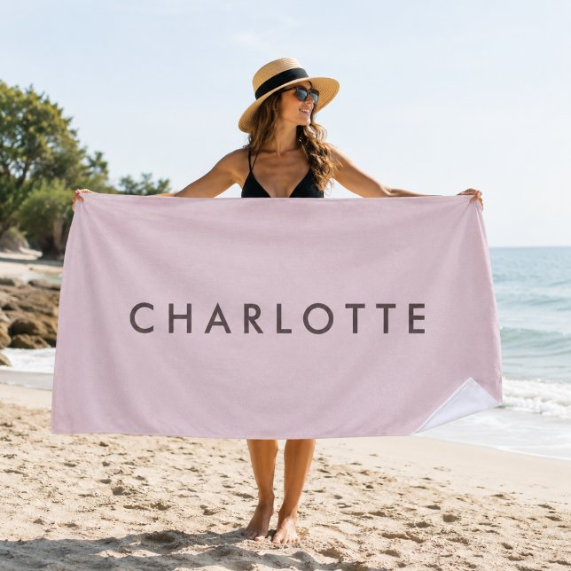 Serviette de plage moderne personnalisée rose pâle (Créateur téléchargé)