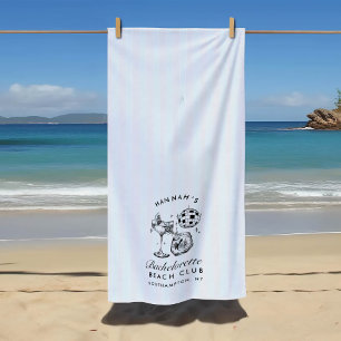 Serviette de plage moderne rétro bleu et noir pour