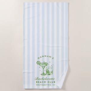 Serviette de plage moderne rétro bleu et vert pour