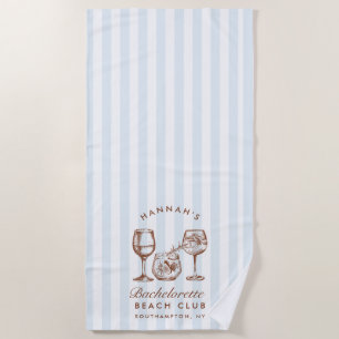 Serviette de plage moderne rétro bleue et marron p