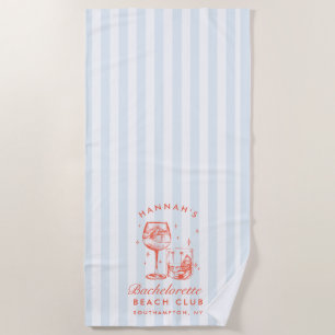 Serviette de plage moderne rétro bleue et rouge po