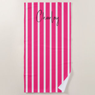 Serviette De Plage Moderne rose chaud personnalisé