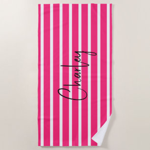 Serviette De Plage Moderne rose chaud Personnalisé II