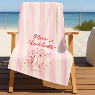Serviette de plage moderne rose Demoiselle d'honne