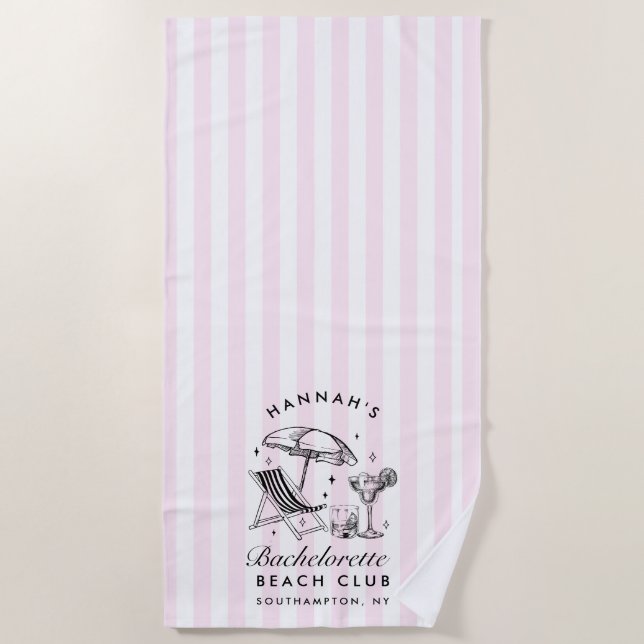 Serviette de plage moderne rose et bleue pour ente (Devant)
