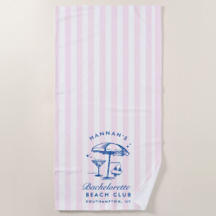 Serviette de plage moderne rose et bleue pour ente