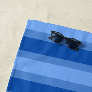 Serviette De Plage Moderne simple bande à deux tons bleu géométrique
