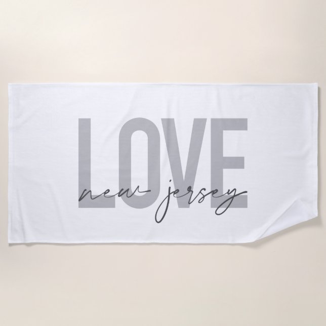 Serviette De Plage Moderne, simple, cool, design urbain Amour New Jer (Devant)