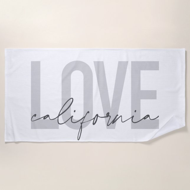 Serviette De Plage Moderne, urbain, tendance, design cool Love Califo (Devant)