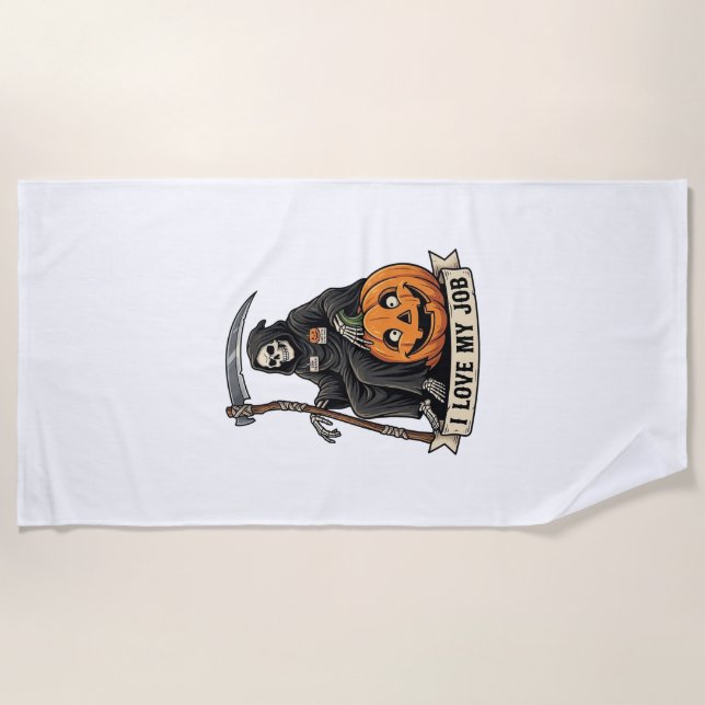 Serviette De Plage Moissonneur de l'amour Emploi Faucheuse Halloween  (Devant)