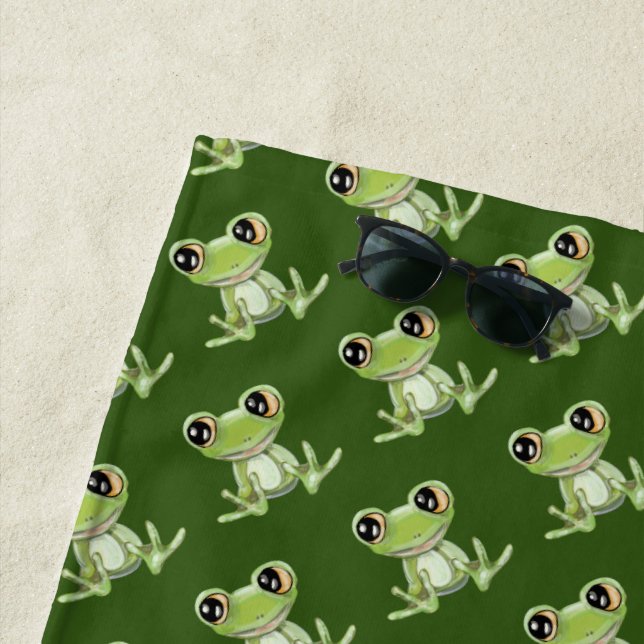 Serviette de plage Mon autre ami grenouille verte (En situation)