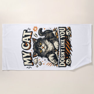 Serviette De Plage Mon Chat Ne T'Aime Pas Rétro