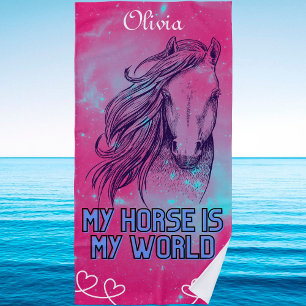 Serviette De Plage Mon Cheval Est Ma Magenta Mondiale