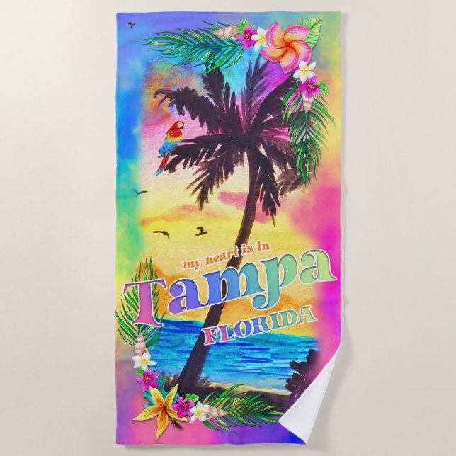 Serviette De Plage Mon coeur est à Tampa Beach Towel (Devant)