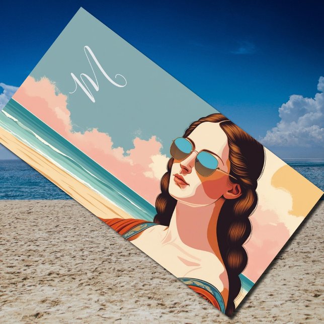 Serviette De Plage Mona Lisa Vibes de vacances  (Créateur téléchargé)