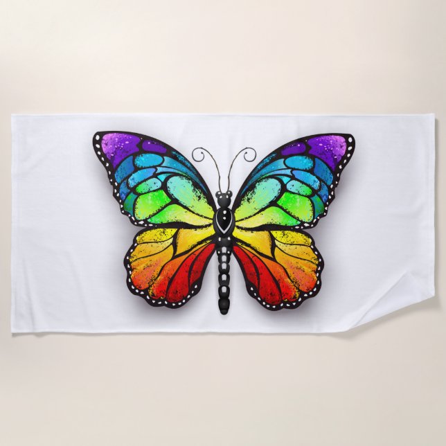 Serviette De Plage Monarque papillon arc-en-ciel (Devant)