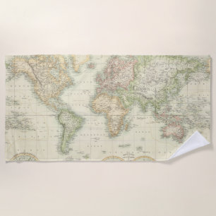 Serviette De Plage Monde sur la projection de Mercator