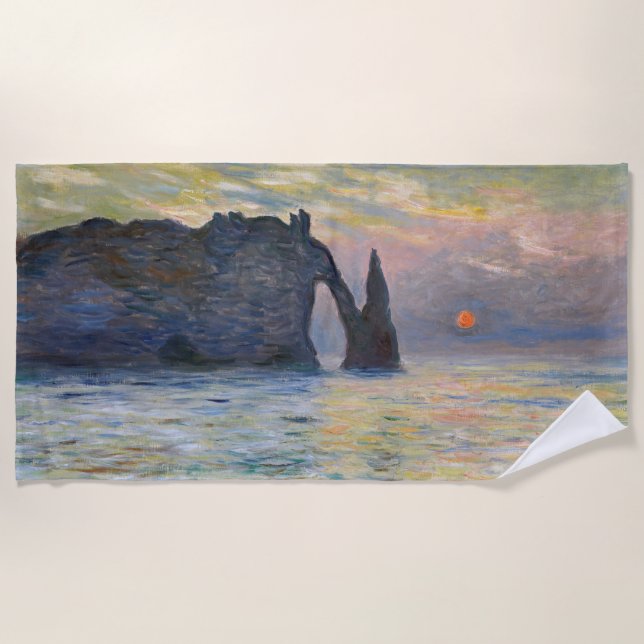 Serviette De Plage Monet - Le Manneport, Falaise à Etretat, coucher d (Devant)