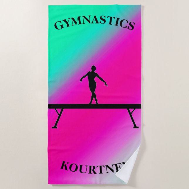 Serviette De Plage Monnaie de balance de gymnastique et Fuchsia (Devant)