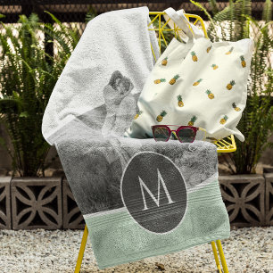 Serviette De Plage Monnaie Pastel minimaliste Nom et photo personnali