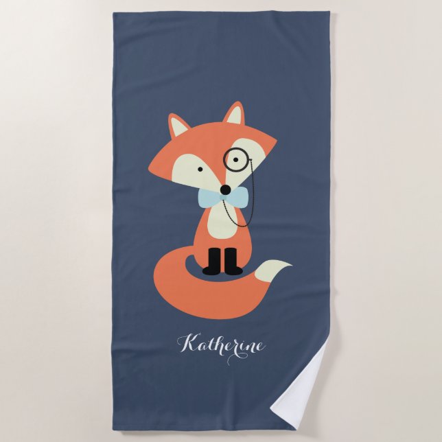 Serviette De Plage Monocle Hipster Red Fox (Devant)