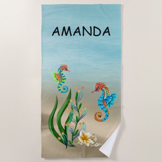 Serviette de plage Monogram de Sea Horse (Devant)
