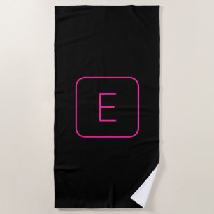 Serviette De Plage Monogram de Styled   Pink & Black