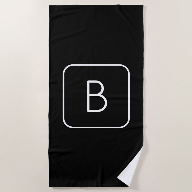 Serviette De Plage Monogram de Styled | White & Black (Devant)