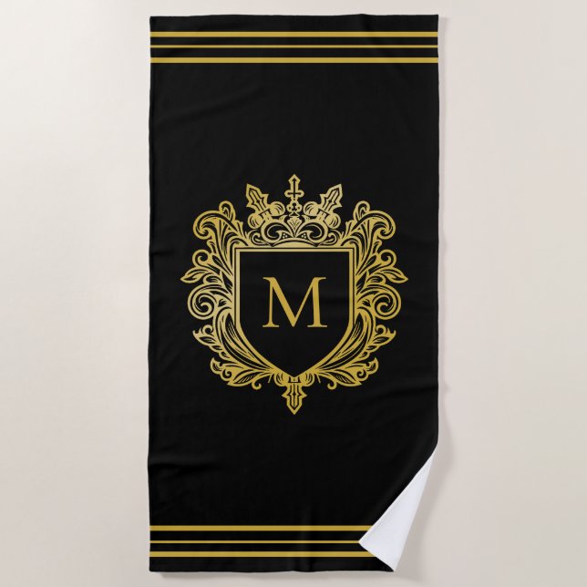 Serviette de plage Monogram Gold (Devant)