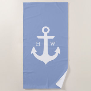 Serviette De Plage Monogramme Ancre périphérique