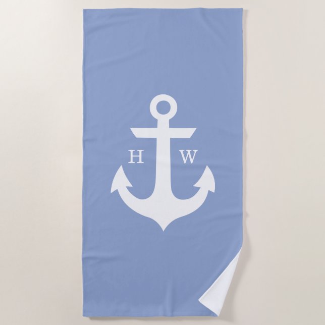 Serviette De Plage Monogramme Ancre périphérique (Devant)