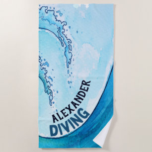 Serviette De Plage Monogramme Beach Wave Swim Divertissement